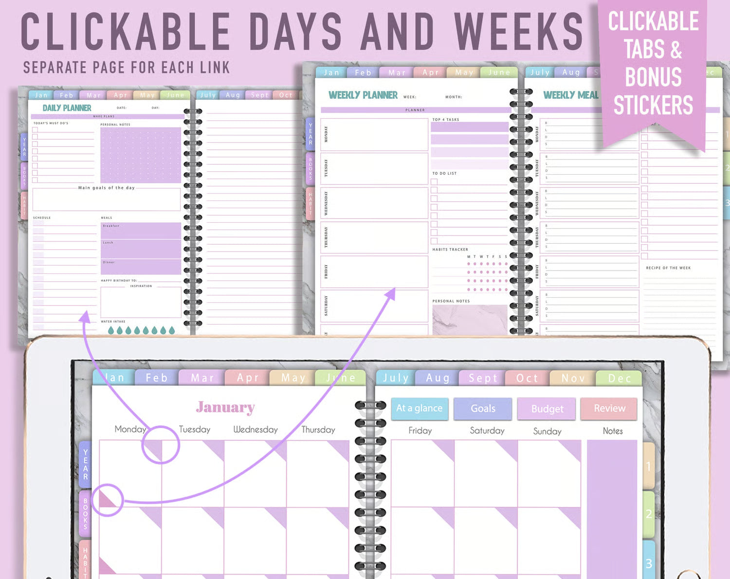Undated Digital Planner - Purple